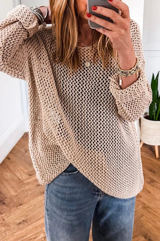 Smoke Gray Crochet Hollow-out Jumper Top Sweater gogodiggity
