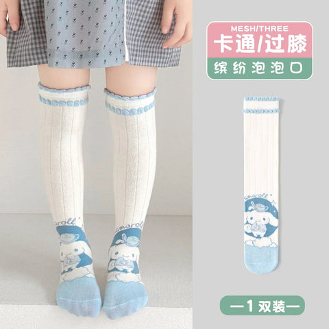 Girls Children Spring Over The Knee Stockings Kawaii Kuromi My Melody Cinnamoroll Pochacco Autumn Winter Cotton Mid-calf Socks gogodiggity