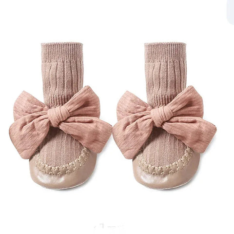 Autumn Winter Baby Girls Socks Newborn Baby Bowknot Socks Infant Baby Socks Anti Slip Soft Cotton Floor Sock Shoes gogodiggity