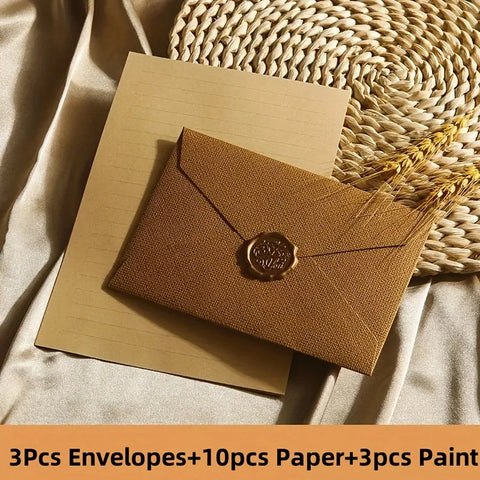 Luxury Linen Envelope and Letter Set with Wax Seals - Vintage Elegant Style - Perfect for Weddings, Parties & Special Occasions gogodiggity