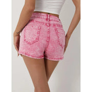 Women's Denim Shorts Casual Fashion Style High Waisted Pants with Asymmetrical Buttons 2025 New Pink Jeans gogodiggity