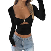 Hot Girl Long Sleeve Design Vest T-shirt Women's Clothing gogodiggity