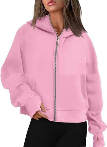 Loose Zip Long Hooded Thumb Hole Brushed Hoody gogodiggity