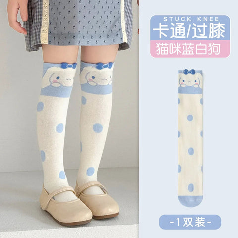 Girls Children Spring Over The Knee Stockings Kawaii Kuromi My Melody Cinnamoroll Pochacco Autumn Winter Cotton Mid-calf Socks gogodiggity