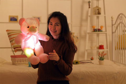 Creative Light Up LED Teddy Bear Stuffed Animals Plush Toy Colorful Glowing Christmas Gift For Kids Pillow gogodiggity