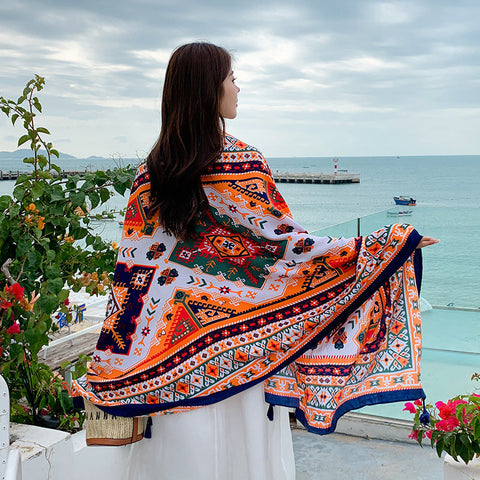 Sun-proof All-matching Shawl Beach Travel Dual-use Outdoor Beach Towel gogodiggity