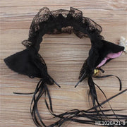 Womens Halloween Maid Lace Cat Ear Headband Hair Accessories Cat Ear Headband Long Tassel Japanese Animation Cosplay Accessories gogodiggity