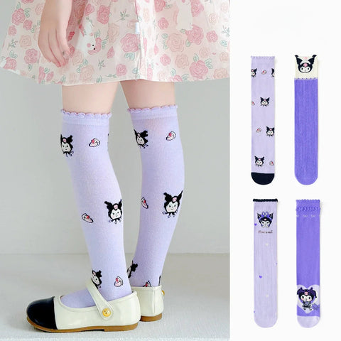 Girls Children Spring Over The Knee Stockings Kawaii Kuromi My Melody Cinnamoroll Pochacco Autumn Winter Cotton Mid-calf Socks gogodiggity