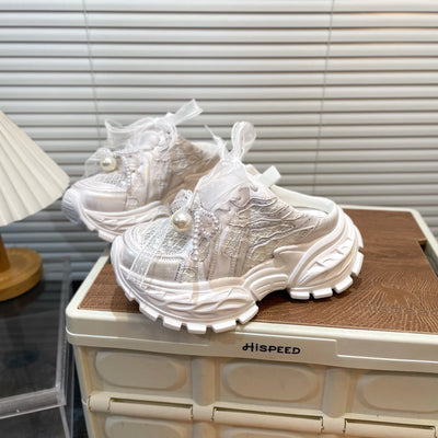 Pearl Lace Bow Baby Girl Daddy Shoes gogodiggity