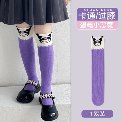 Girls Children Spring Over The Knee Stockings Kawaii Kuromi My Melody Cinnamoroll Pochacco Autumn Winter Cotton Mid-calf Socks gogodiggity