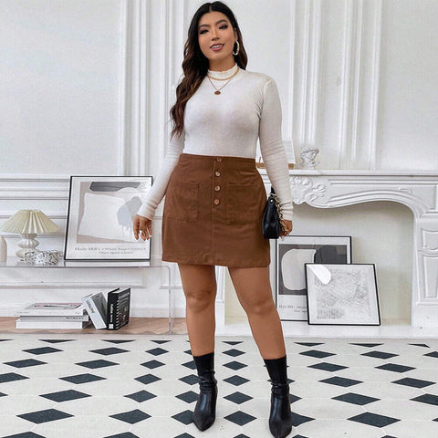 Women's A- Line Skirt With Pockets Corduroy Skirt gogodiggity