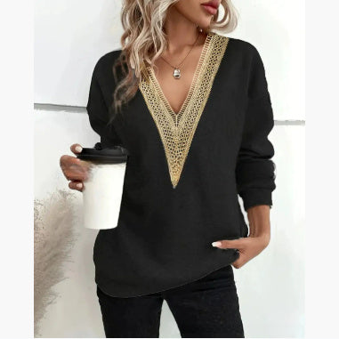 Women's Fashion Color Contrast Loose-fitting T-shirt Top gogodiggity