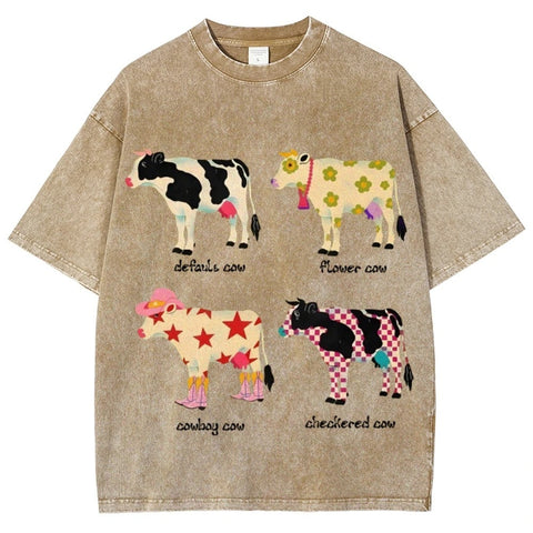 Men's And Women's Cute Cow Print T-shirt gogodiggity