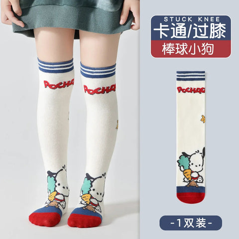 Girls Children Spring Over The Knee Stockings Kawaii Kuromi My Melody Cinnamoroll Pochacco Autumn Winter Cotton Mid-calf Socks gogodiggity