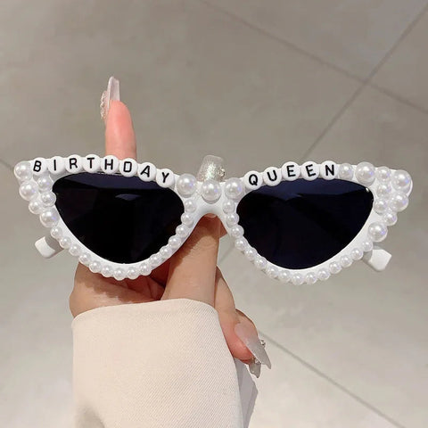 Cat Eye Design Gift Shades Shiny Pearl Decor Pink Present Glasses for Women's Birthday Party Favor Ladies Props Frame gogodiggity