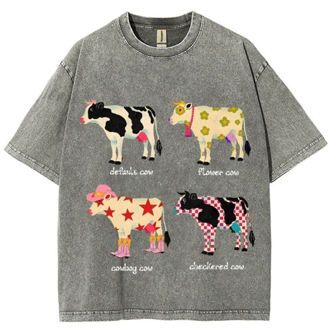 Men's And Women's Cute Cow Print T-shirt gogodiggity