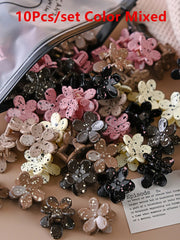 10Pcs Sweet Color Mxied Point Dot Mini Flower  Hair Claw Clip Hair Clips Hair Bangs Side Clips Hairpin Barrette Hair Accessories gogodiggity