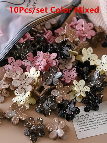 10Pcs Sweet Color Mxied Point Dot Mini Flower  Hair Claw Clip Hair Clips Hair Bangs Side Clips Hairpin Barrette Hair Accessories gogodiggity