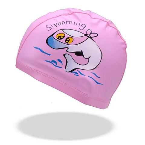 Girls Swimming Cap Cartoon Cute Waterproof High Elastic Ear Protection Swimming Hat for Children Boys Kids Swimming Accessories gogodiggity