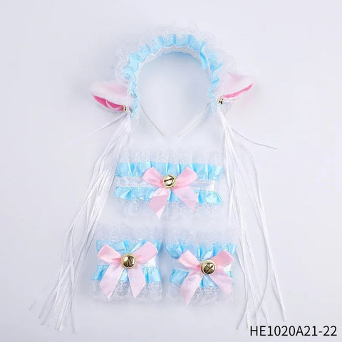 Womens Halloween Maid Lace Cat Ear Headband Hair Accessories Cat Ear Headband Long Tassel Japanese Animation Cosplay Accessories gogodiggity