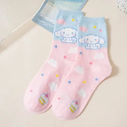 Cartoon Sanrio Hello Kitty Women's Socks My Melody Cute Girl Mid-tube Cotton Socks Kawaii Student Sock Girl Kids Christmas Gift gogodiggity