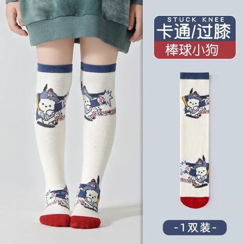 Girls Children Spring Over The Knee Stockings Kawaii Kuromi My Melody Cinnamoroll Pochacco Autumn Winter Cotton Mid-calf Socks gogodiggity