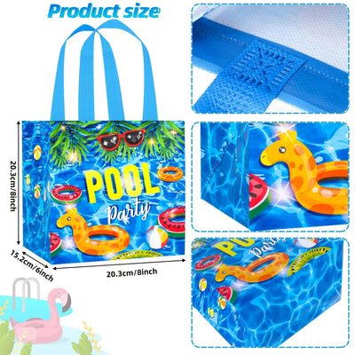 4pcs Foldable Handbags with Summer and Pool Theme for Poolside Celebrations and Holiday Occasions, Summer Gift Bags gogodiggity