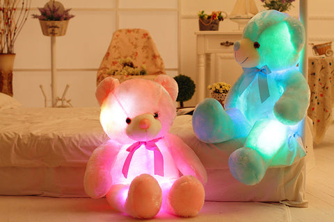 Creative Light Up LED Teddy Bear Stuffed Animals Plush Toy Colorful Glowing Christmas Gift For Kids Pillow gogodiggity