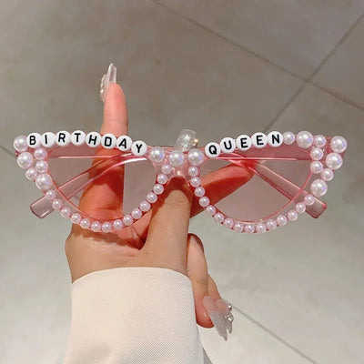 Cat Eye Design Gift Shades Shiny Pearl Decor Pink Present Glasses for Women's Birthday Party Favor Ladies Props Frame gogodiggity