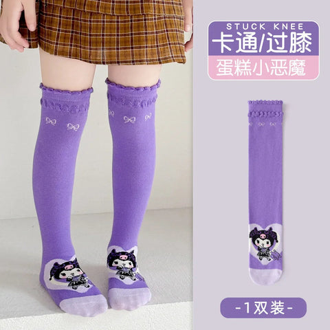 Girls Children Spring Over The Knee Stockings Kawaii Kuromi My Melody Cinnamoroll Pochacco Autumn Winter Cotton Mid-calf Socks gogodiggity