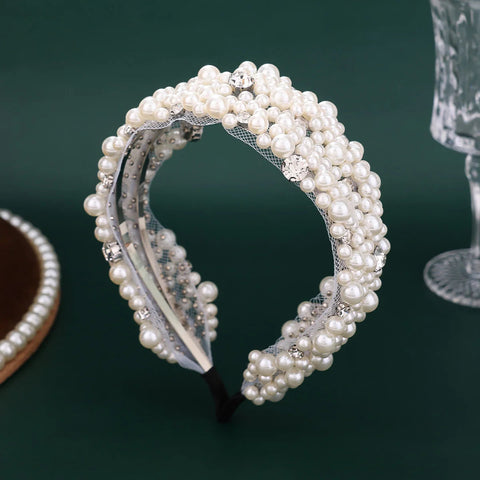 Wedding Bridal Pearl Headband Bride Hair Accessories Elegant Headpiece Women Hair Band Jewelry Party Hairwear gogodiggity