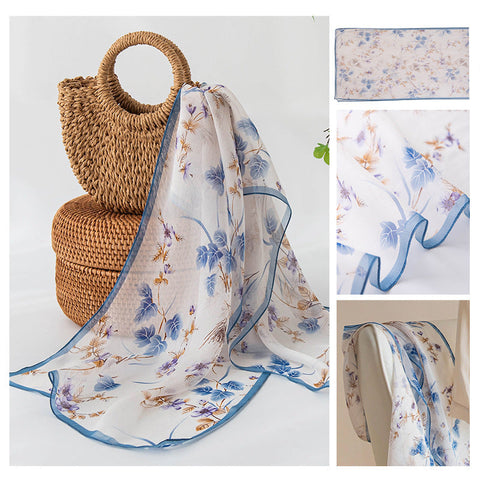 Silk Scarf Women's Mulberry Silk Printed Shawl gogodiggity