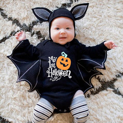 New Baby Halloween Long-sleeved Jumpsuit Pumpkin Letter Halloween Baby Jumpsuits Triangle Rompers gogodiggity
