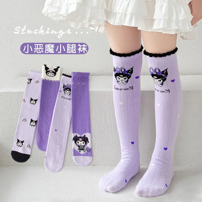 Girls Children Spring Over The Knee Stockings Kawaii Kuromi My Melody Cinnamoroll Pochacco Autumn Winter Cotton Mid-calf Socks gogodiggity