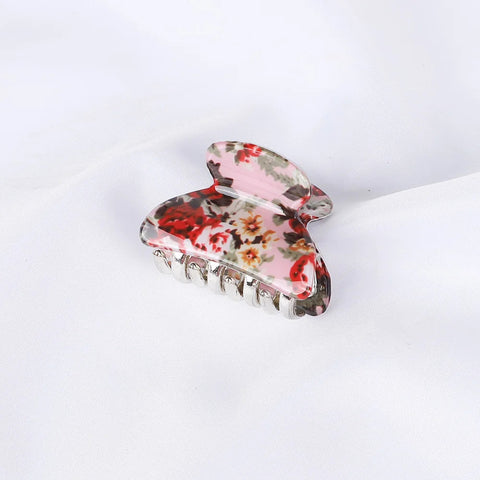 Acrylic Floral Sweet Small Hair Claw Clips Women Girls Plastic Print Crab Barrettes Clips Hair Clamps Hairpins Hair Accessories gogodiggity