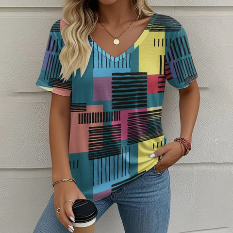 Summer New Casual Multicolor Design Women's T-shirt gogodiggity