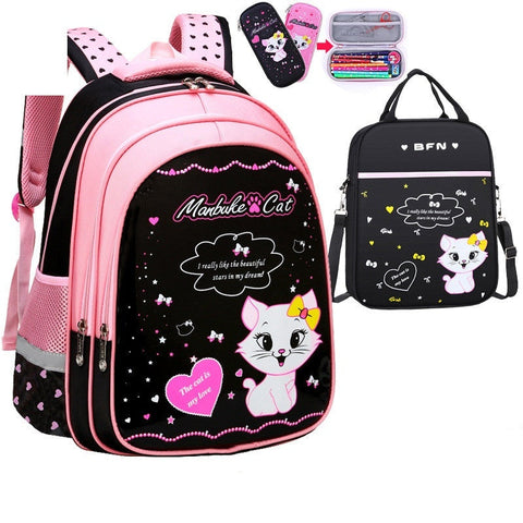 Kids School Cute Cat Print Backpack gogodiggity