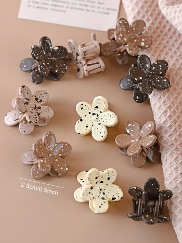 10Pcs Sweet Color Mxied Point Dot Mini Flower  Hair Claw Clip Hair Clips Hair Bangs Side Clips Hairpin Barrette Hair Accessories gogodiggity