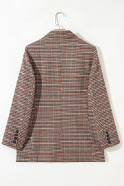 Brown Houndstooth Lapel Collar Blazer gogodiggity