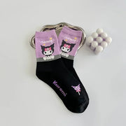 5pairs Cute Sanrio Kuromi Cartoon Mid-Calf Socks for Women - Breathable & Comfortable Cotton Blend Harajuku Girls Socks gogodiggity