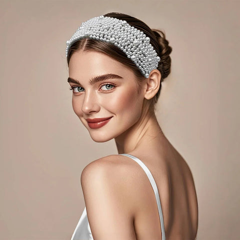 Wedding Bridal Pearl Headband Bride Hair Accessories Elegant Headpiece Women Hair Band Jewelry Party Hairwear gogodiggity