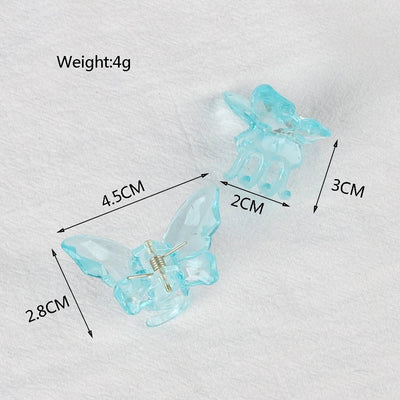 2PCS Crystal Butterfly Small Hair Claw Clips Women Girls Cute Transparent Candy Hair Clamps Crab Barrettes Hair Accessories gogodiggity