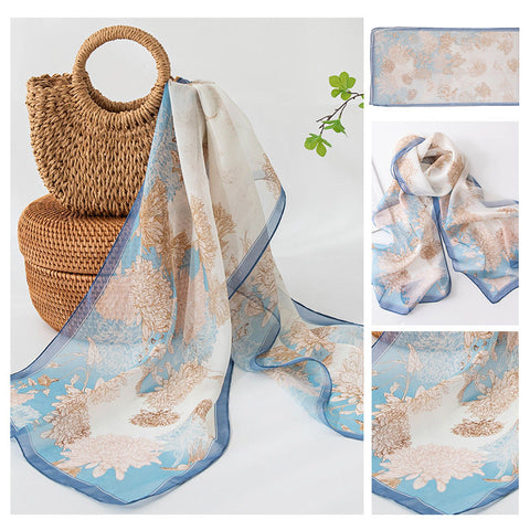 Silk Scarf Women's Mulberry Silk Printed Shawl gogodiggity