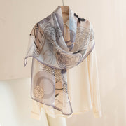 Silk Scarf Women's Mulberry Silk Printed Shawl gogodiggity