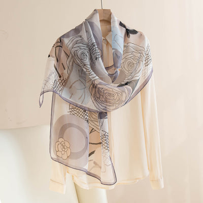 Silk Scarf Women's Mulberry Silk Printed Shawl gogodiggity