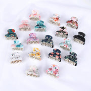 Acrylic Floral Sweet Small Hair Claw Clips Women Girls Plastic Print Crab Barrettes Clips Hair Clamps Hairpins Hair Accessories gogodiggity