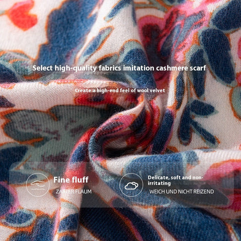 Cross-border New Arrival Printed Cashmere-like Texture Commuter's All-matching Warm Scarf Shawl gogodiggity