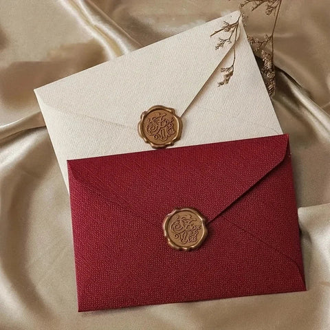 Luxury Linen Envelope and Letter Set with Wax Seals - Vintage Elegant Style - Perfect for Weddings, Parties & Special Occasions gogodiggity