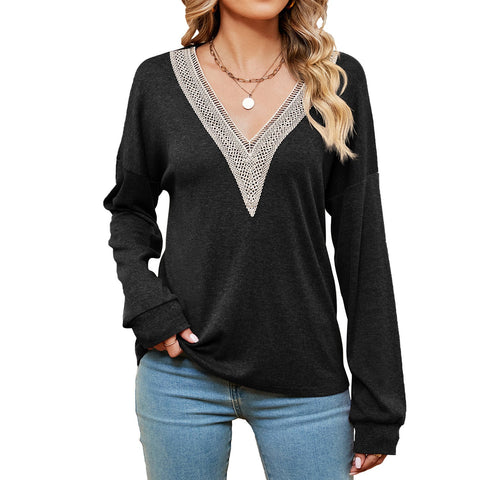Women's Fashion Color Contrast Loose-fitting T-shirt Top gogodiggity