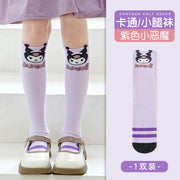Girls Children Spring Over The Knee Stockings Kawaii Kuromi My Melody Cinnamoroll Pochacco Autumn Winter Cotton Mid-calf Socks gogodiggity